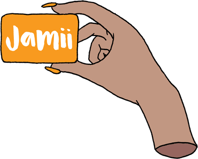 Hand holding Jamii card