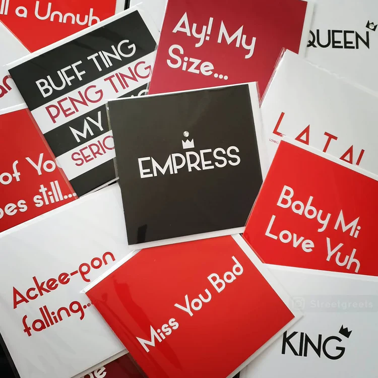 Black-owned greetings cards with slang by Streetgreets jamii