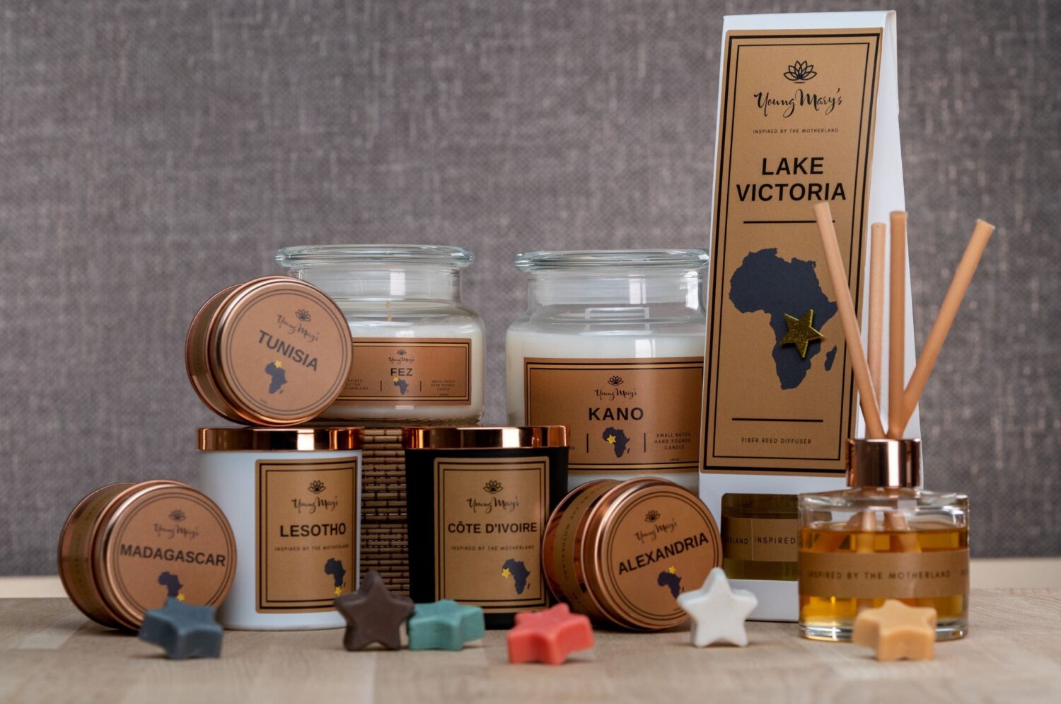 African-inspired candles by Young Mary's black-owned jamii