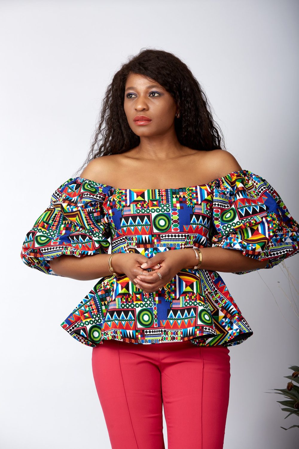 African Print Peplum Blouse/Top - Jessica - Jamii