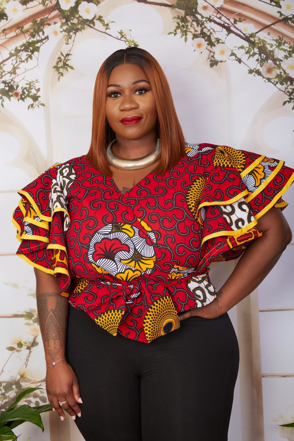 African Print Wrap Top with Exaggerated Sleeves - Lolade (Plus Size ...