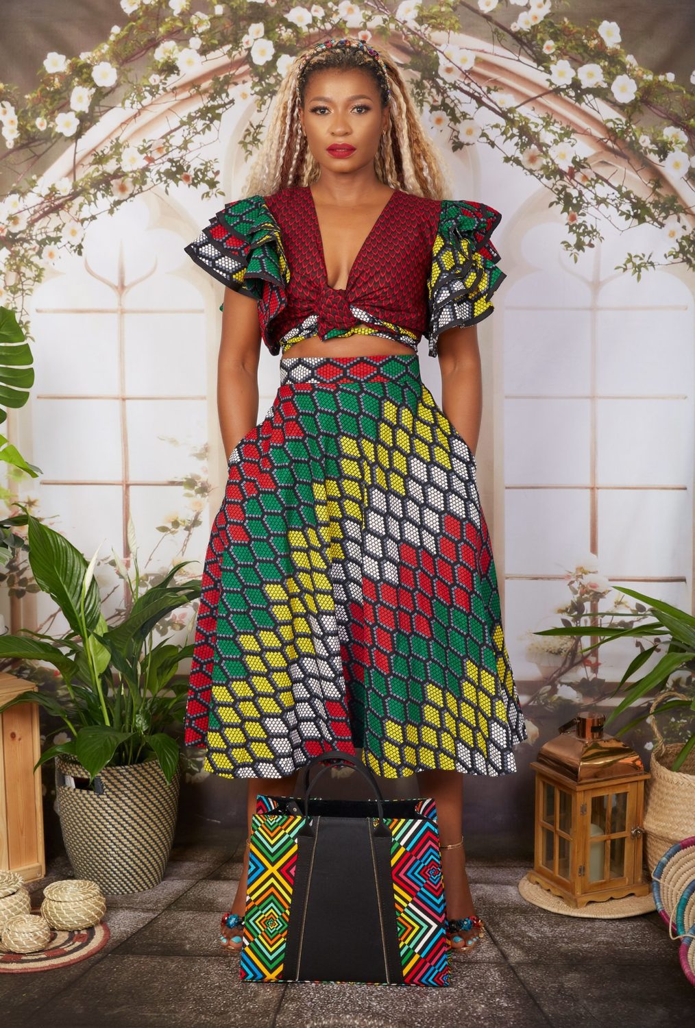 Ankara/African Midi Women Skirt With Two Pocket and a blet XS S M L,XL* XXL 